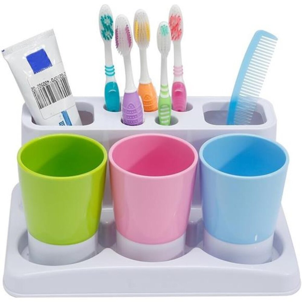 Eslite Toothbrush Toothpaste Holder Stand for Bathroom Storage Organizer